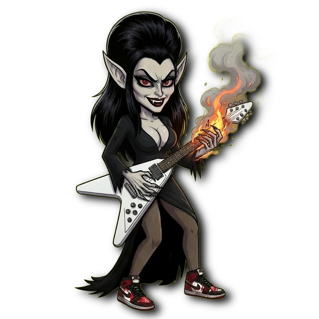 Nosferatitz — vampire guitarist with white Flying V